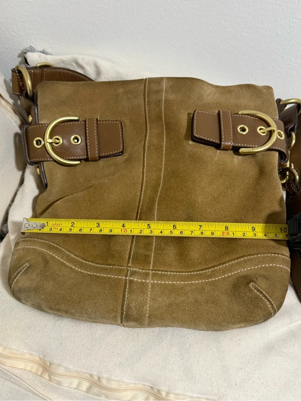 Brown Coach Man Suede Messanger Bag